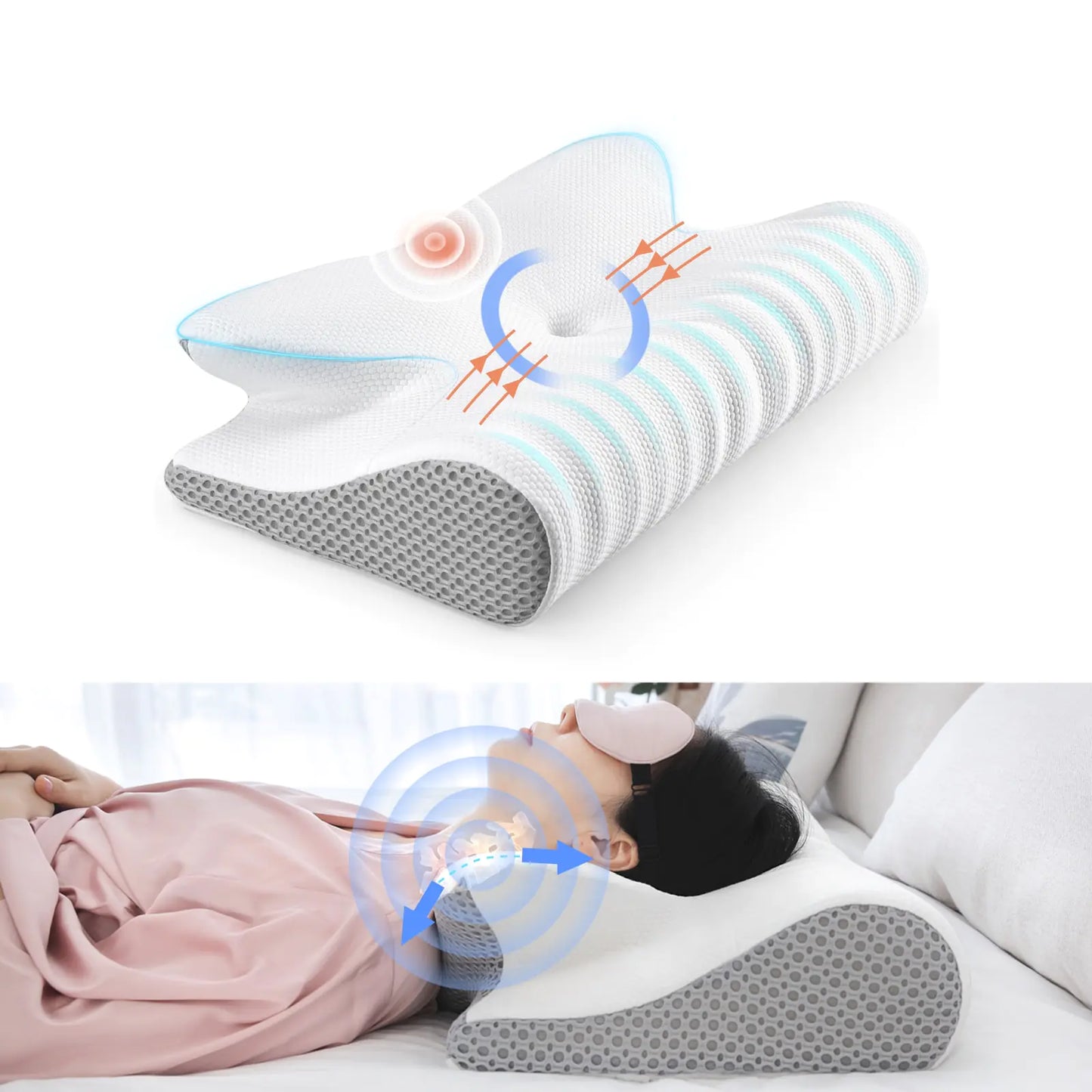 Fuloon Contour Cervical Pillow For Bed Sleeping, Memory Foam, Neck Pillows for Side, Back, and Stomach Sleepers