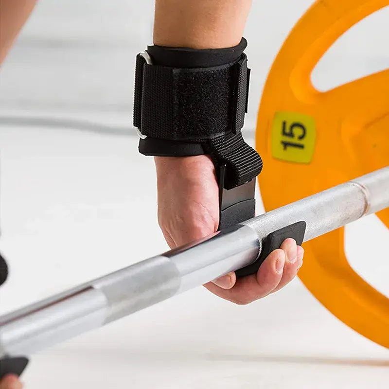 Weight Lifting Hook Grips With Wrist Wraps Hand-Bar