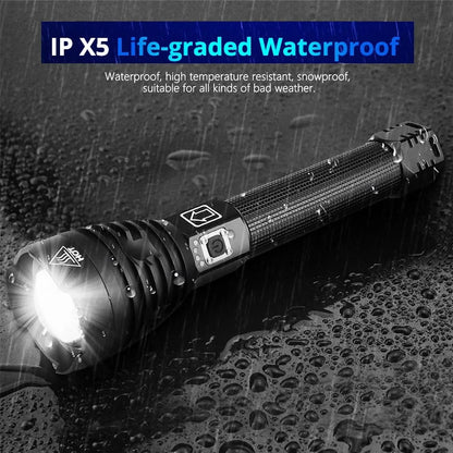 XHP90 LED Flashlight: USB Rechargeable Power Display Torch